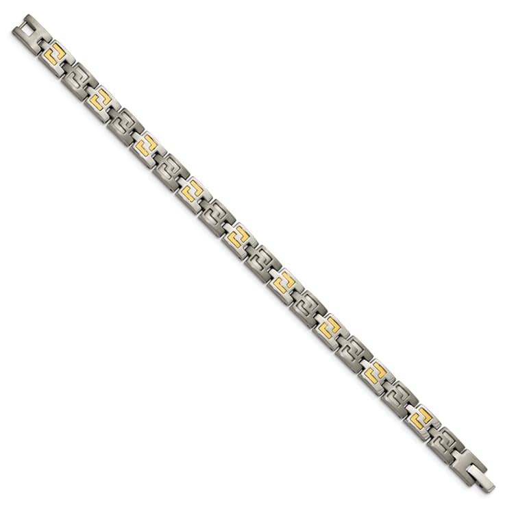 Titanium with 14K Inlay Brushed and Polished 8.5-inch Bracelet