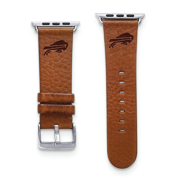 Gametime Buffalo Bills Leather Band fits Apple Watch (42/44mm S/M Tan).
Watch not included.