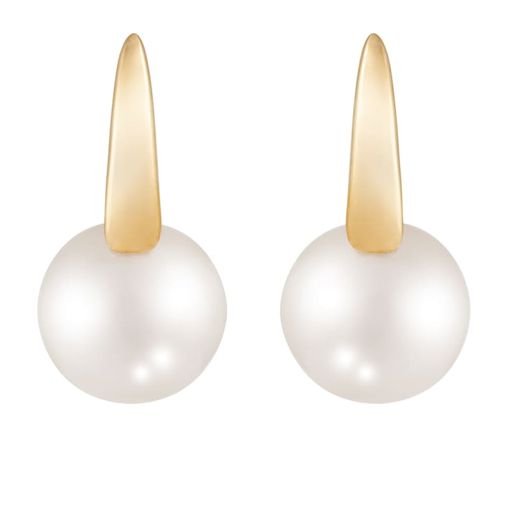 White Cultured Freshwater Pearl 14k Yellow Gold Earrings 8-8.5mm