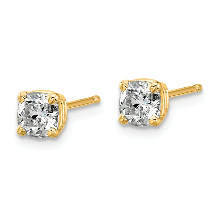 14K Yellow Gold 3/4ct. 4.5mm Cushion G H I True Light Moissanite Earrings