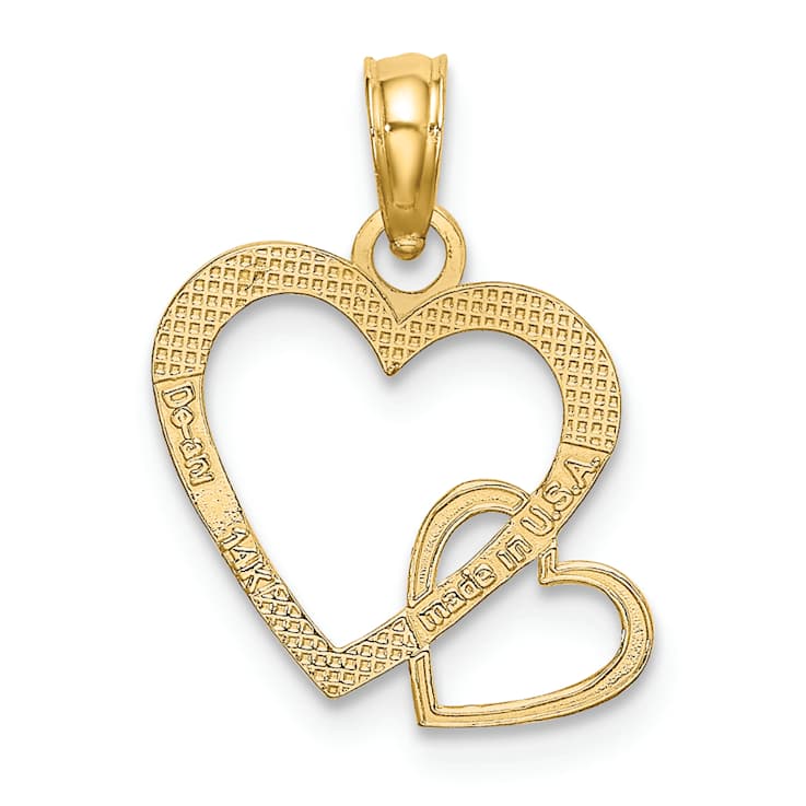 10K Yellow Gold Flat Two Intertwined Heart Charm