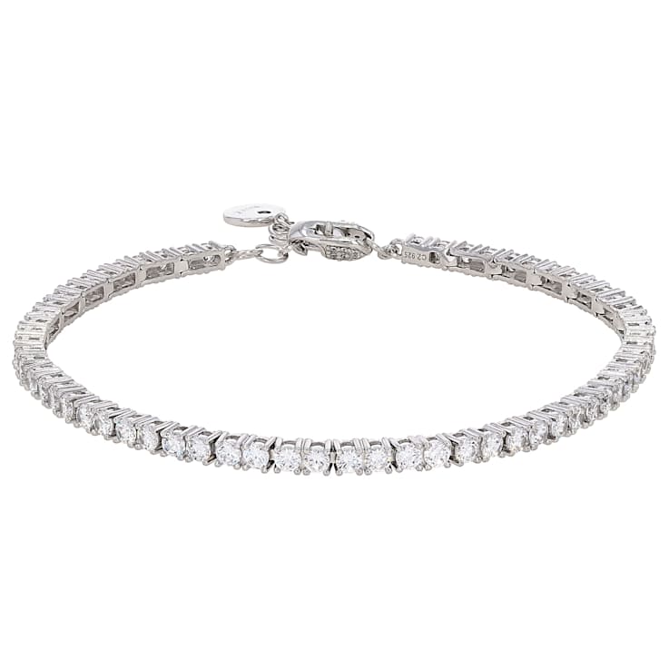 CZ Tennis Bracelet In Platinum-Enhanced Sterling Silver 6.89ctw