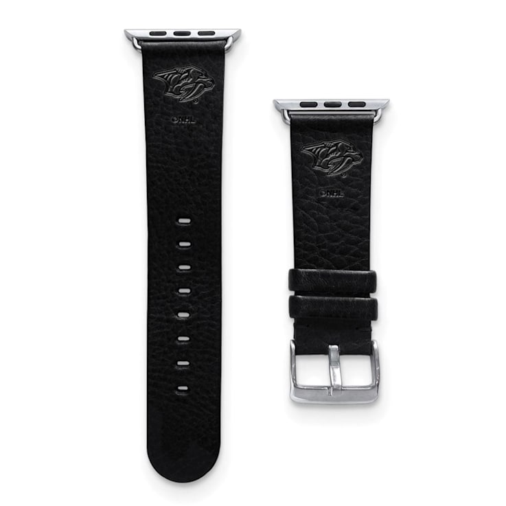 Gametime NHL Nashville Predators Black Leather Apple Watch Band (38/40mm
S/M). Watch not included.
