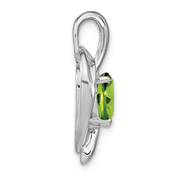 Rhodium Over 14k White Gold Peridot and Diamond Heart Pendant