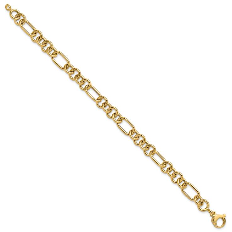 14k Yellow Gold 7.9mm Polished Fancy Link Bracelet