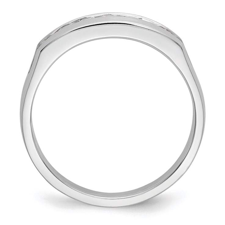 Rhodium Over 14K White Gold Lab Grown Diamond SI1/SI2, G H I, Men's Band