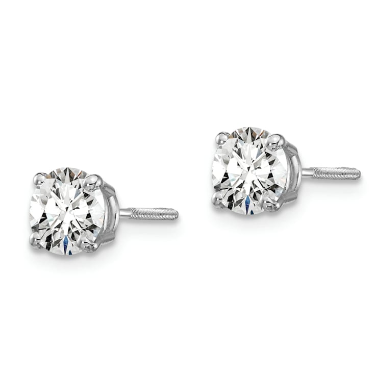 Rhodium Over 14K Gold Certified Lab Grown Diamond 1ct. VS/SI GH+, Screw
Back Earrings