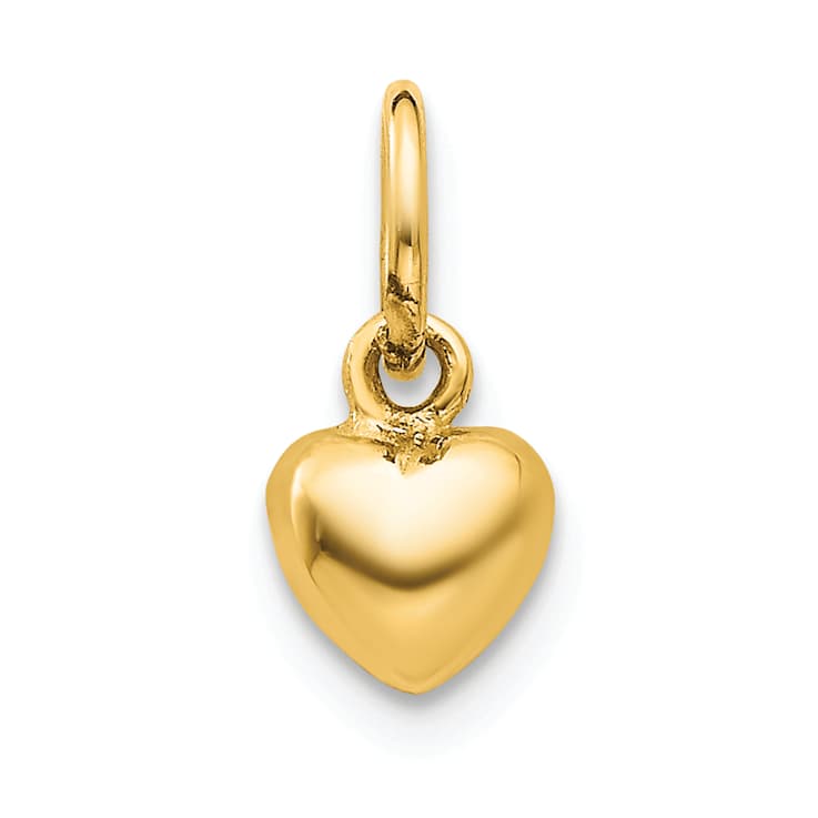10K Yellow Gold 3D Polished Heart Charm