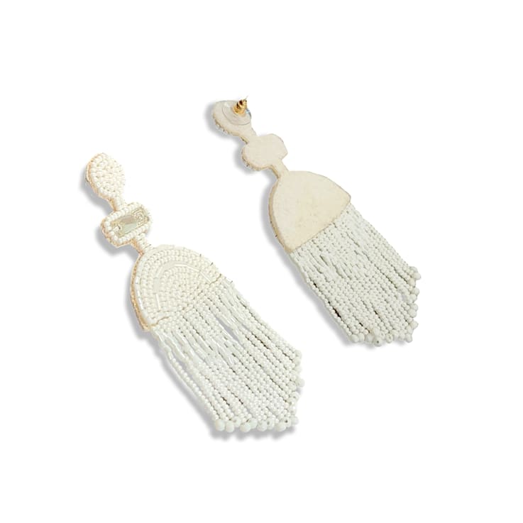 White Fringe Seed Bead Earring