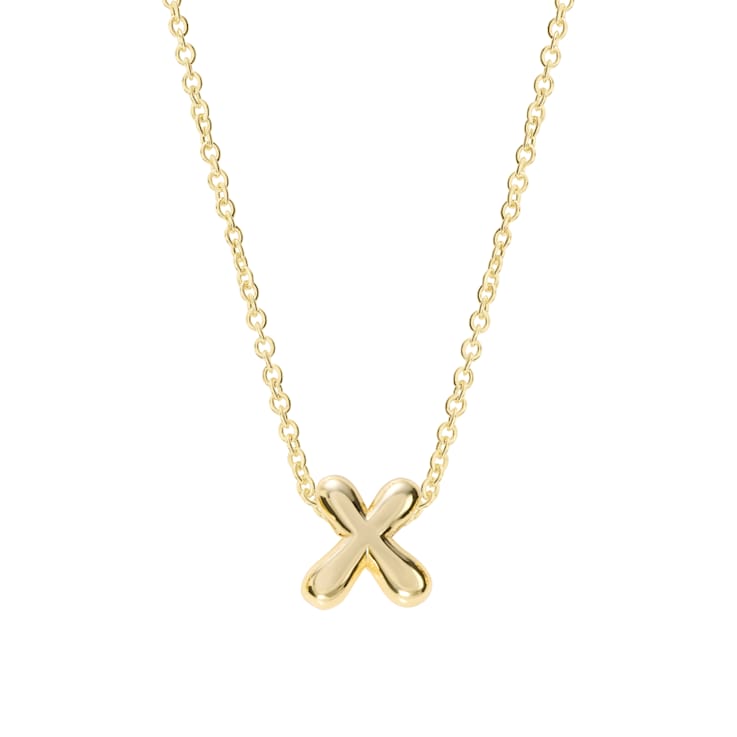 CZ Initial X Tennis Necklace And Pendant Set In 14K Gold Over Brass 4.05ctw