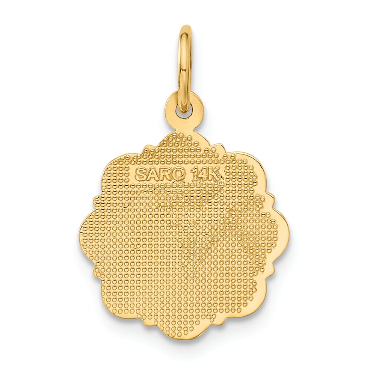 14k Yellow Gold Textured RN Registered Nurse Disc Pendant