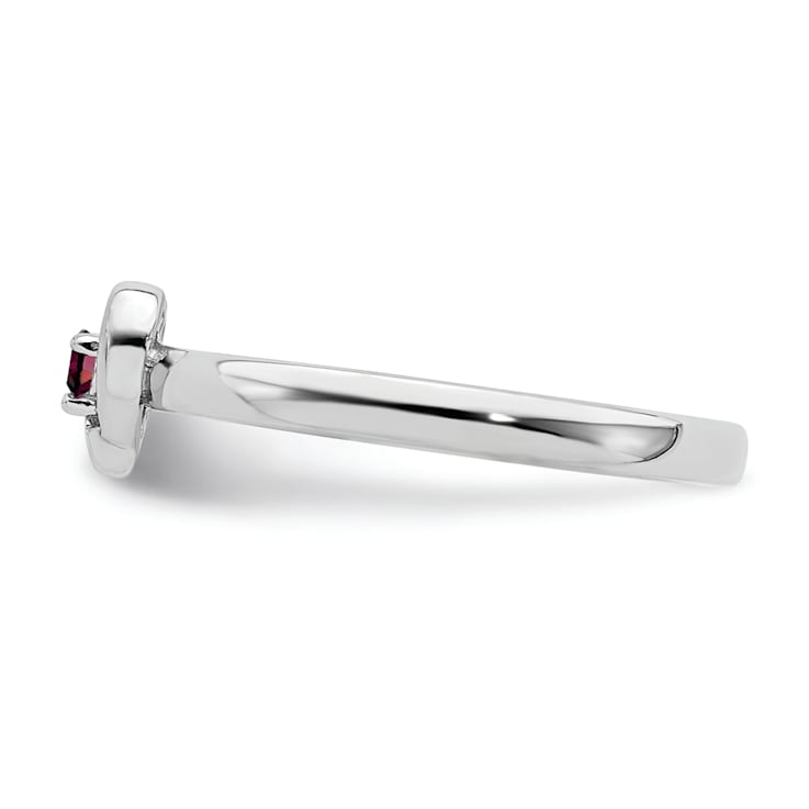 Sterling Silver Stackable Expressions Lab Created Ruby Heart Ring 0.08ctw