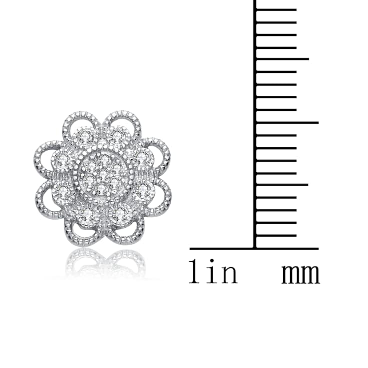 Lace CZ Stud Earrings In Sterling Silver