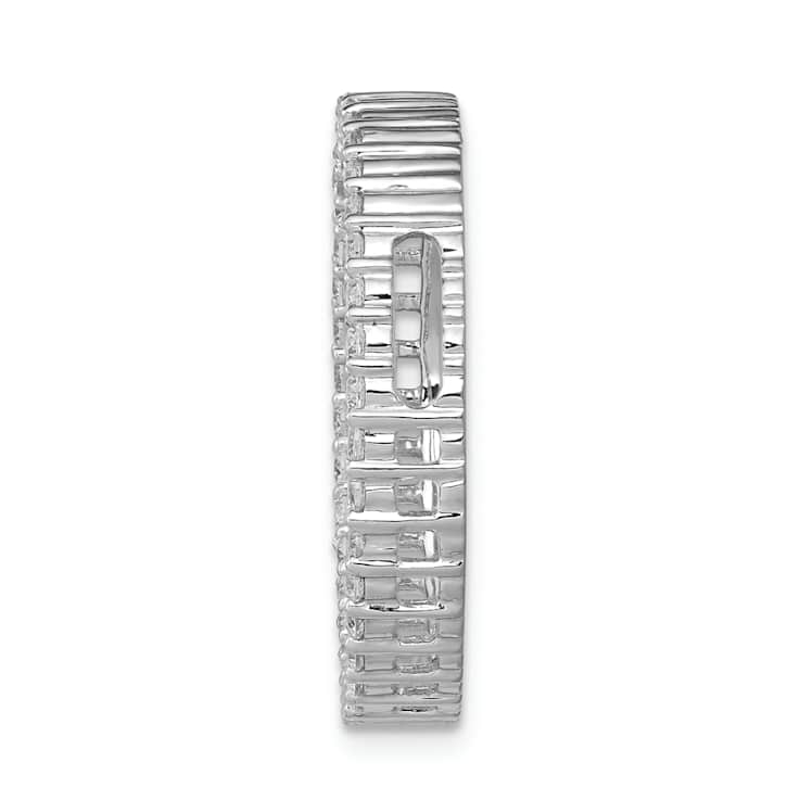 Rhodium Over 10k White Gold 0.76 ctw Diamond Circle Chain Slide Pendant