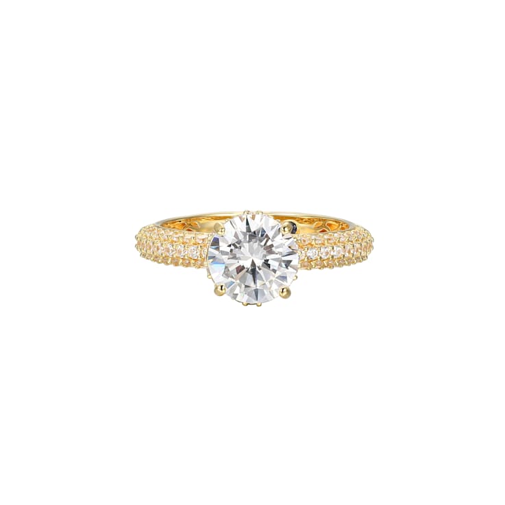 White Cubic Zirconia 18k Yellow Gold Over Sterling Silver Ring 4.05ctw