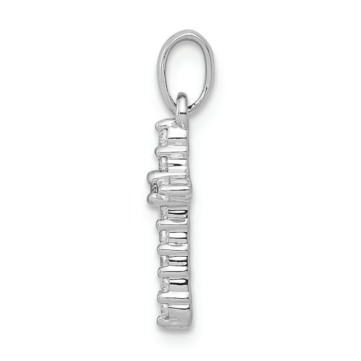 Rhodium Over 14K White Gold Polished Diamond Cross Pendant