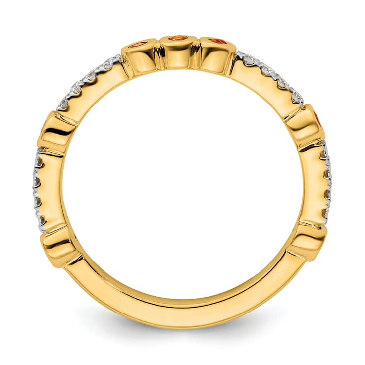 14K Yellow Gold Stackable Expressions Citrine and Diamond Ring 0.30ctw