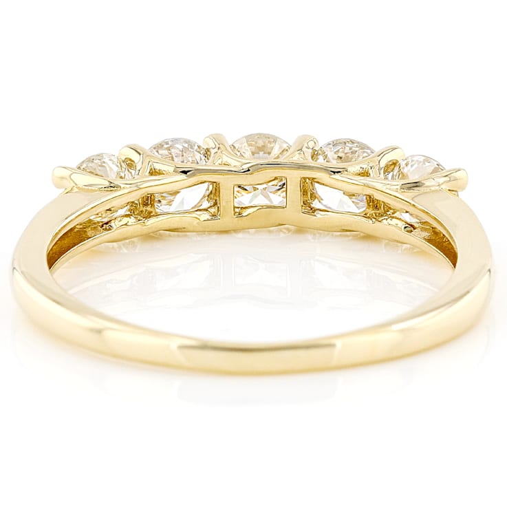 White Lab-Grown Diamond 14k Yellow Gold 5-Stone Band Ring 1.00ctw