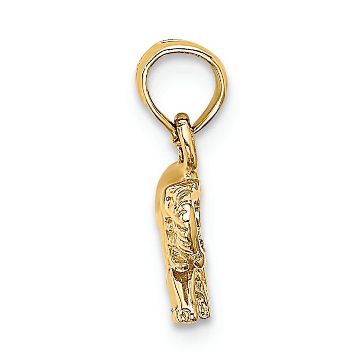 14k Yellow Gold Polished and Textured Small Elephant Charm