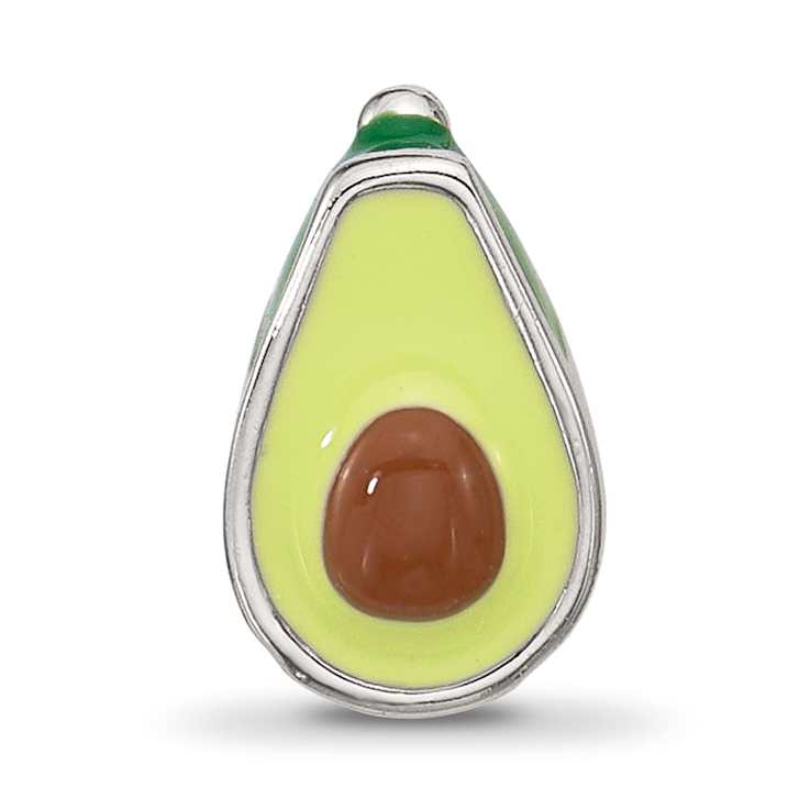 Sterling Silver Kids Enamel Avocado Half with Pit Bead