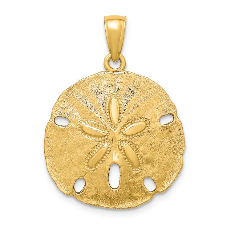 10K Yellow Gold Polished and Textured Sand Dollar Charm