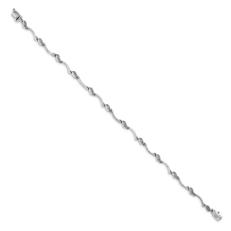 Rhodium Over 10k White Gold Diamond Link Bracelet