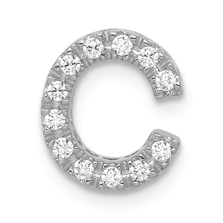 Rhodium Over 14K White Gold Diamond Letter C Initial Charm