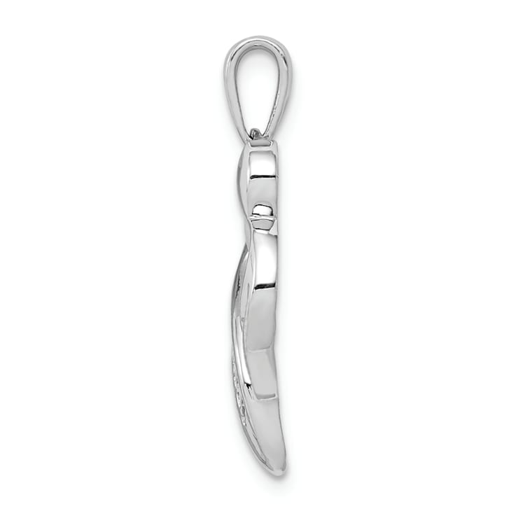 Rhodium Over 14k White Gold Diamond MOM Heart Pendant