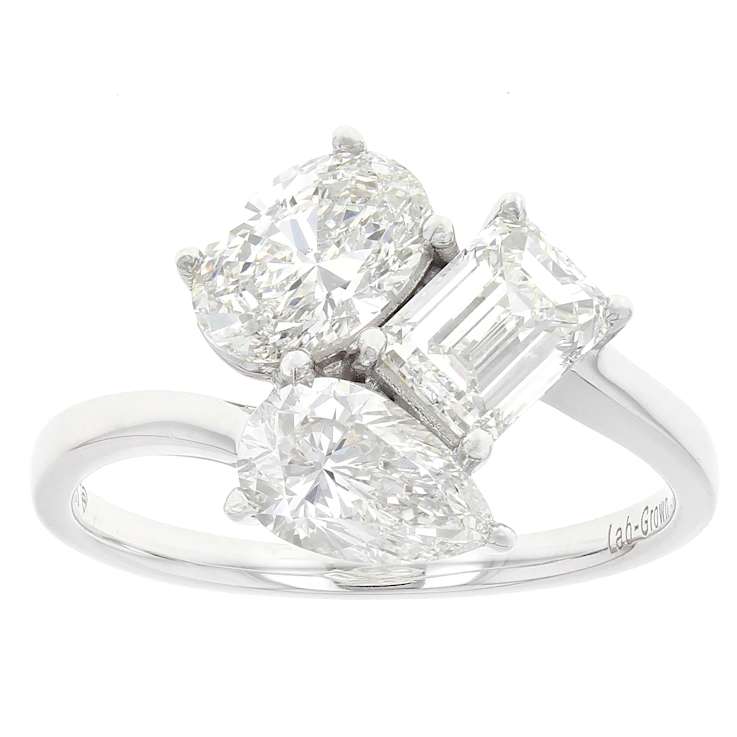 Symbolic Lab-Grown Diamond Multi-Shape Three-Stone Ring In 14K White Gold