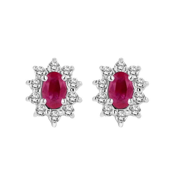 0.70ctw Ruby and Diamond Earrings in 14k White Gold