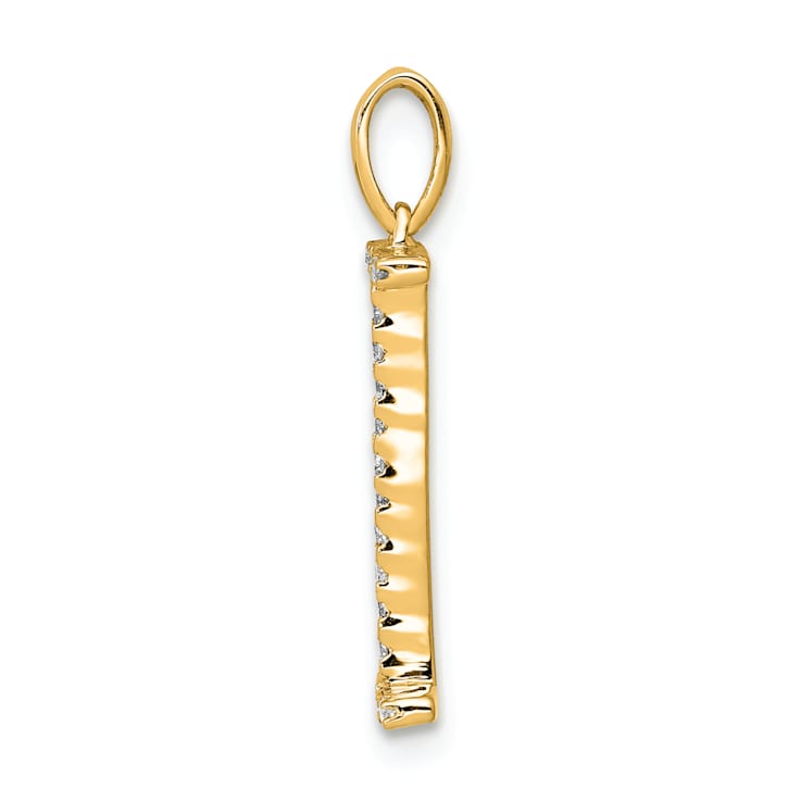 14K Yellow Gold Diamond Letter I Initial Pendant
