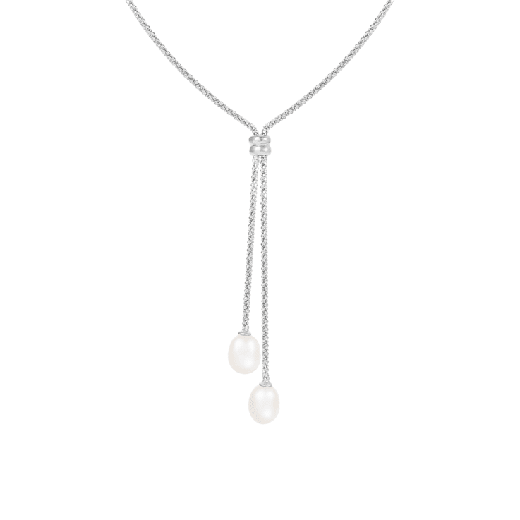 7-8mm White Cultured Freshwater Pearl Sterling Silver Necklace
