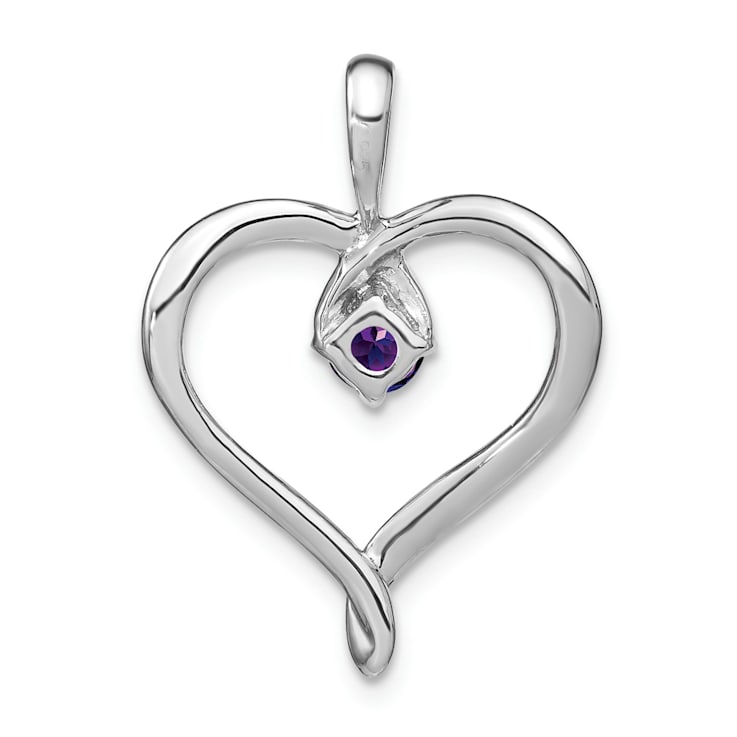 Rhodium Over 14k White Gold Amethyst Heart Pendant