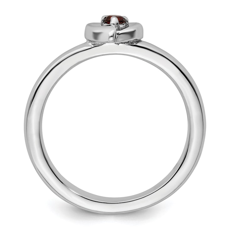 Sterling Silver Stackable Expressions Garnet Heart Ring 0.09ctw