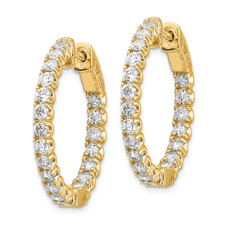14K Yellow Gold Oro Spotlight Lab Grown Diamond SI+, H+, Round Hoop with
Safety Clasp Earrings