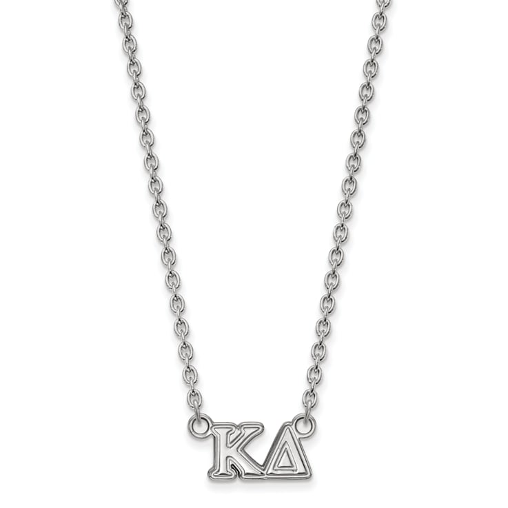 Rhodium Over Sterling Silver LogoArt Kappa Delta Medium Pendant Necklace