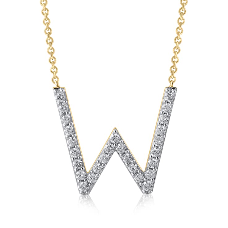 Lab-Grown Diamond Initial W Necklace In 14K Gold Over Sterling Silver 0.50ctw