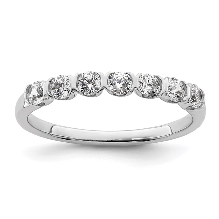 Rhodium Over 14K White Gold 7-Stone Diamond Wedding Band 0.49ctw