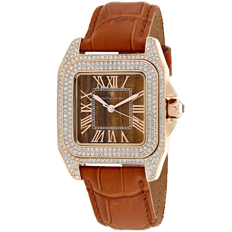 Christian Van Sant Women's Radieuse Brown Dial, White Bezel, Brown
Leather Strap Watch