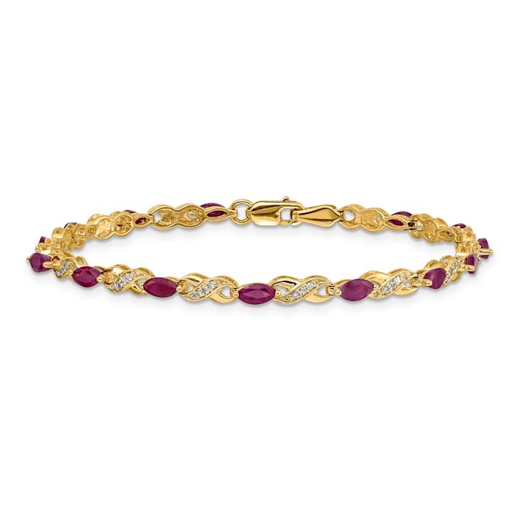 14k Yellow Gold and Rhodium Over 14k Yellow Gold Diamond and Ruby
Infinity Bracelet
