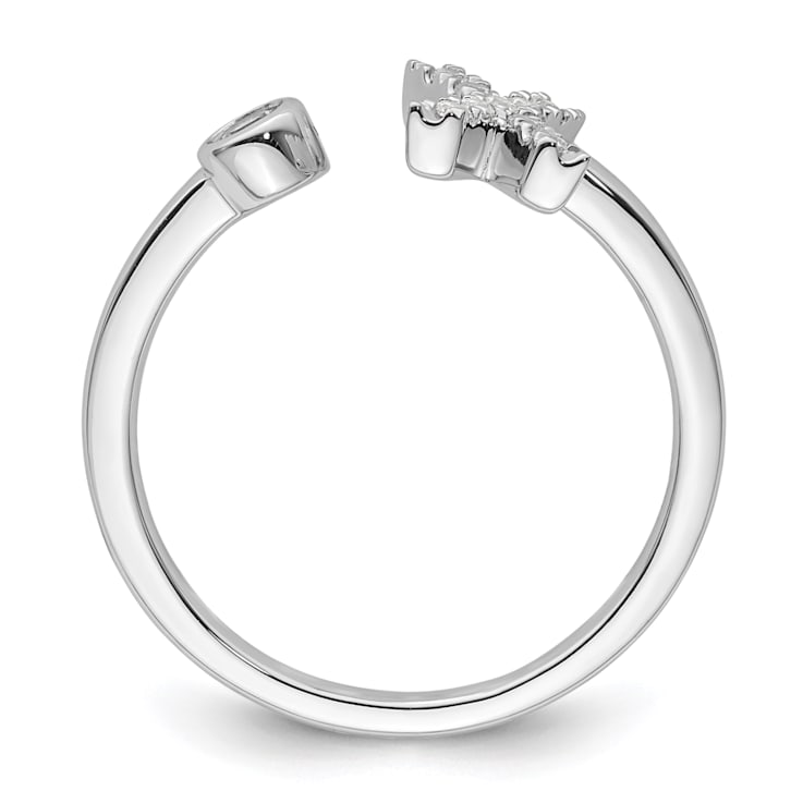 Rhodium Over 14K White Gold Lab Grown Diamond VS/SI GH, Initial X
Adjustable Ring