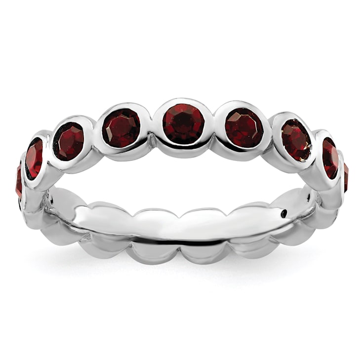 Sterling Silver Stackable Expressions Red Crystal Ring