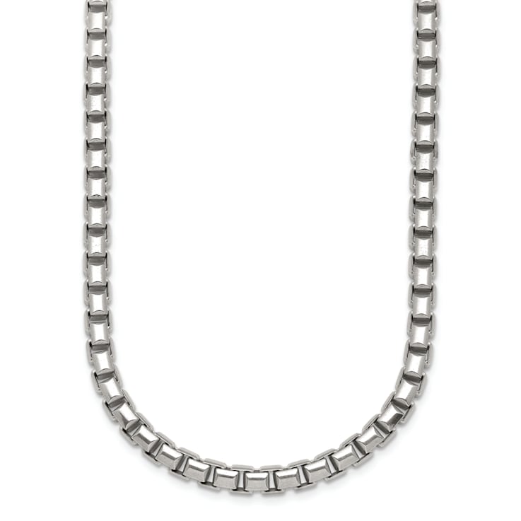 Rhodium Over Sterling Silver Polished 5.0mm Box 16 Inch Chain