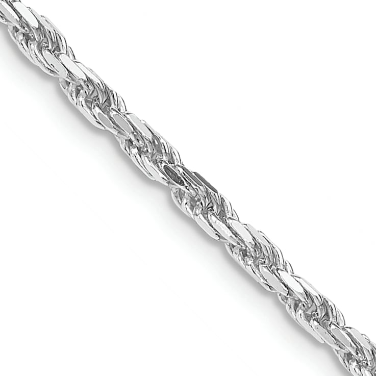 Rhodium Over Sterling Silver 2.5mm Diamond-cut Rope Chain