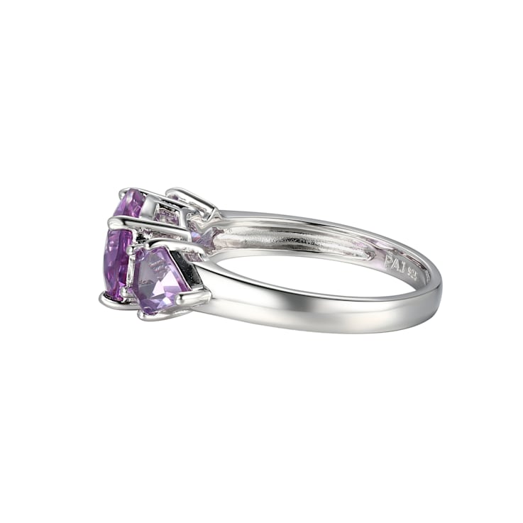 Lab Created Alexandrite Sapphire Platinum  December Birthstone Ring 3.28ctw