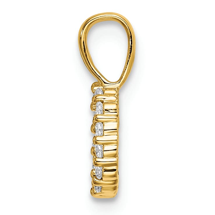 14K Yellow Gold Lab Grown Diamond Letter D Initial Pendant