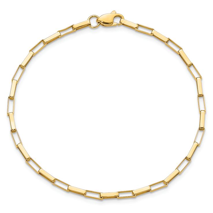 14k Yellow Gold 2.23mm Polished Fancy Box Links Bracelet