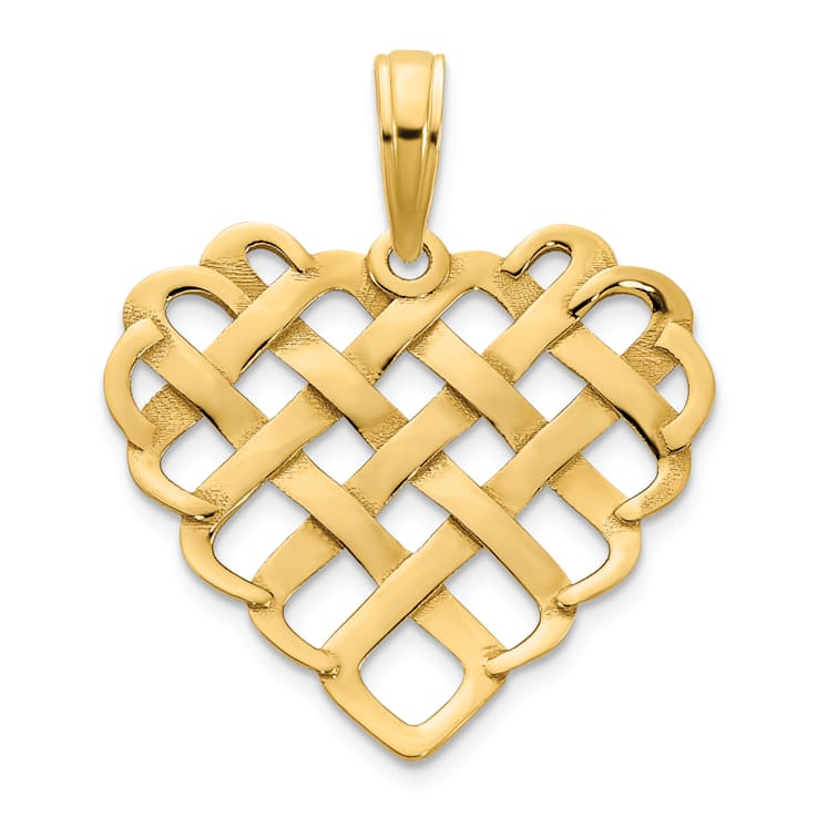14k Yellow Gold Fancy Heart Pendant