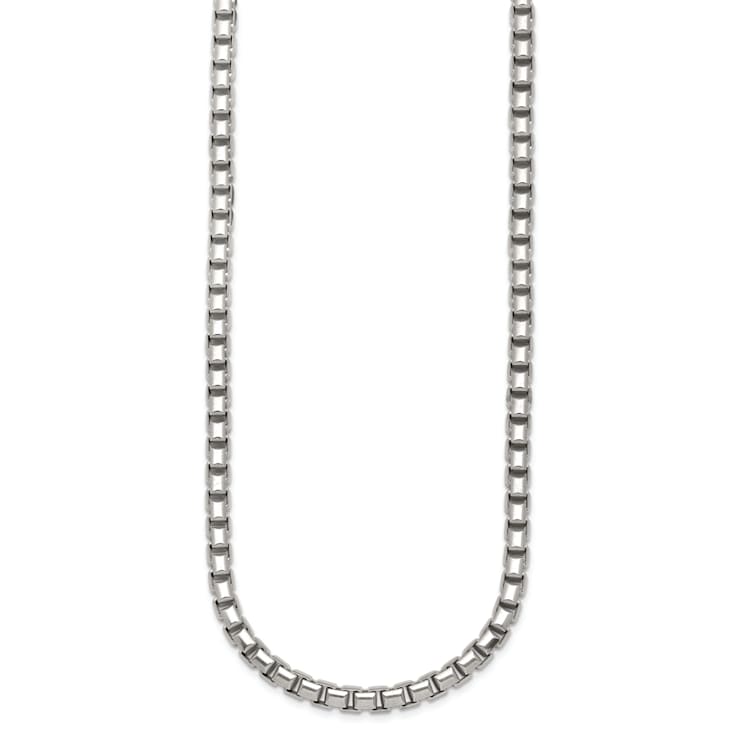 Rhodium Over Sterling Silver Polished 5.0mm Box 16 Inch Chain