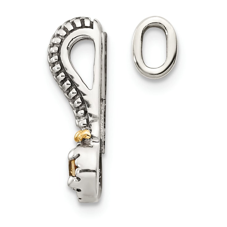 Rhodium Over Sterling Silver Antiqued with 14k Accent Polished Citrine
Chain Slide Pendant